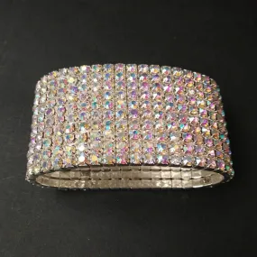 10 Rows Diamante Rhinestone Bangle Bracelet Stretch Wristband