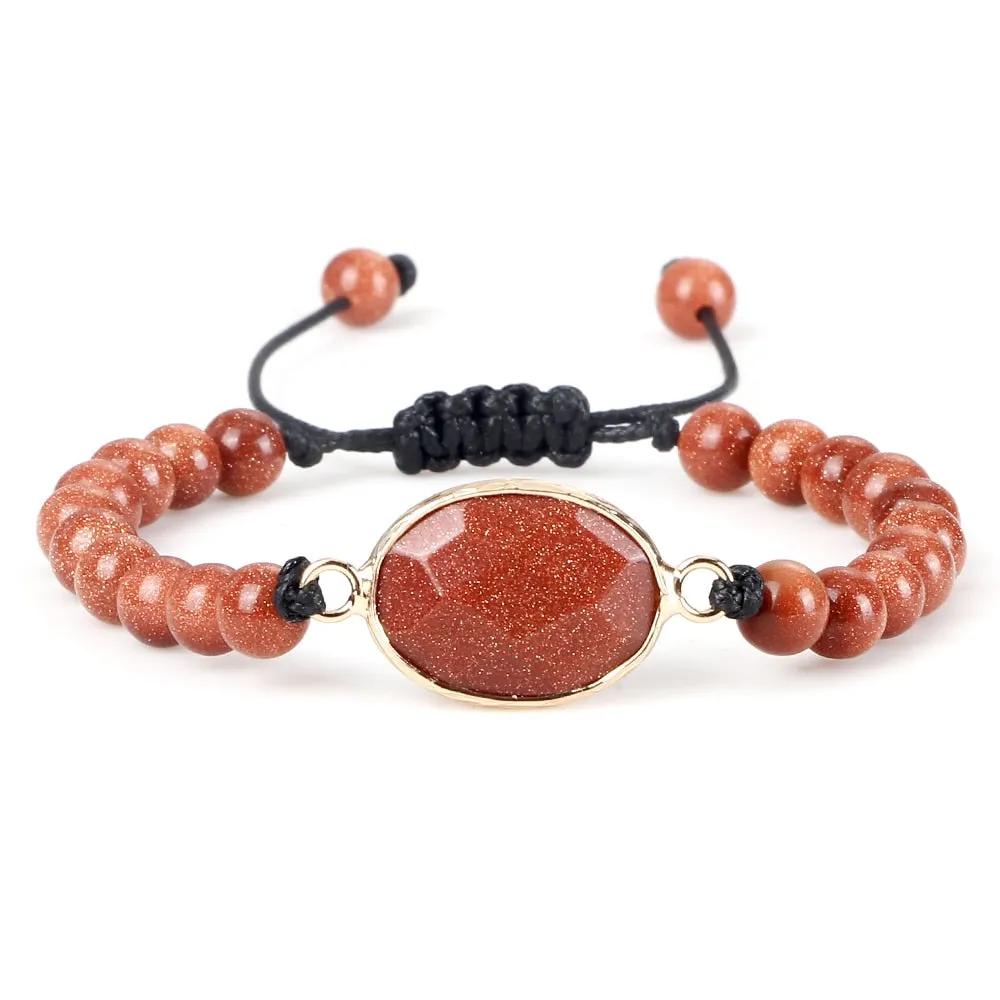 100% Real Tiger Eye Beads Braided Bracelets Natural Amethysts Stone Pendant