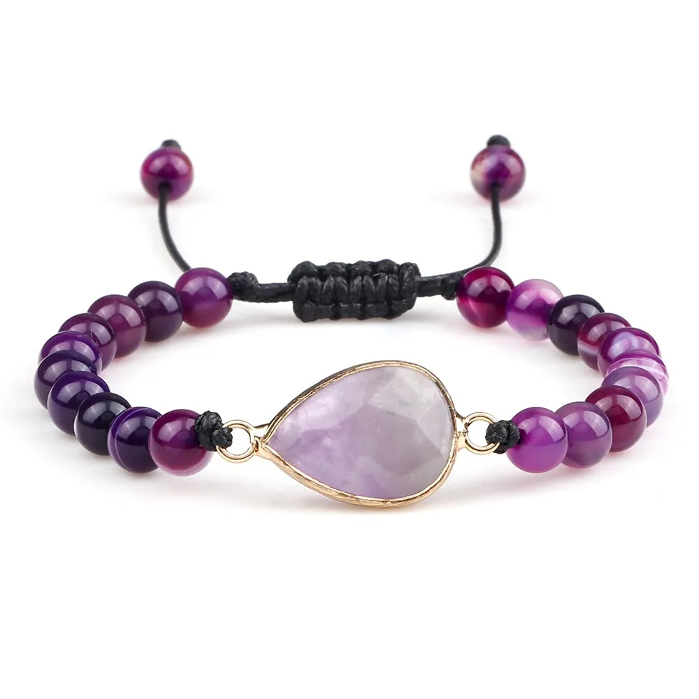 100% Real Tiger Eye Beads Braided Bracelets Natural Amethysts Stone Pendant