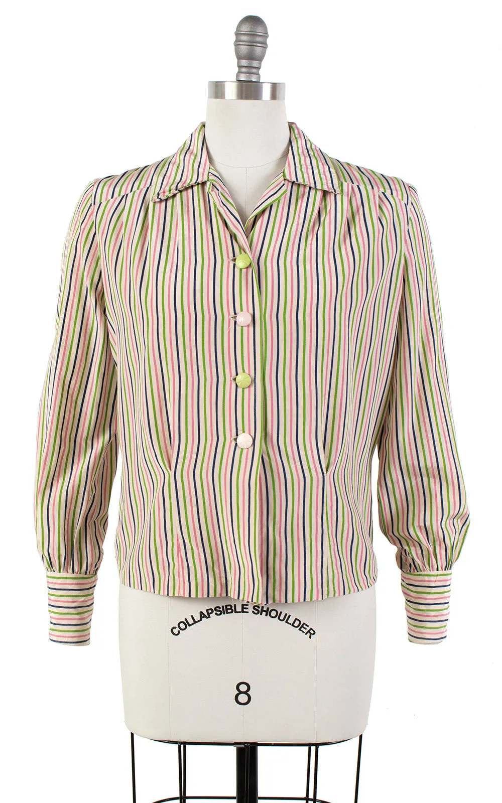 1940s Candy Striped Rayon Blouse | medium