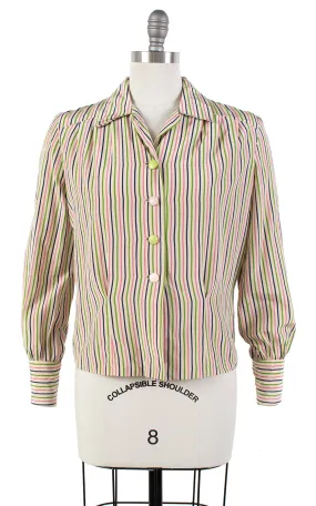 1940s Candy Striped Rayon Blouse | medium