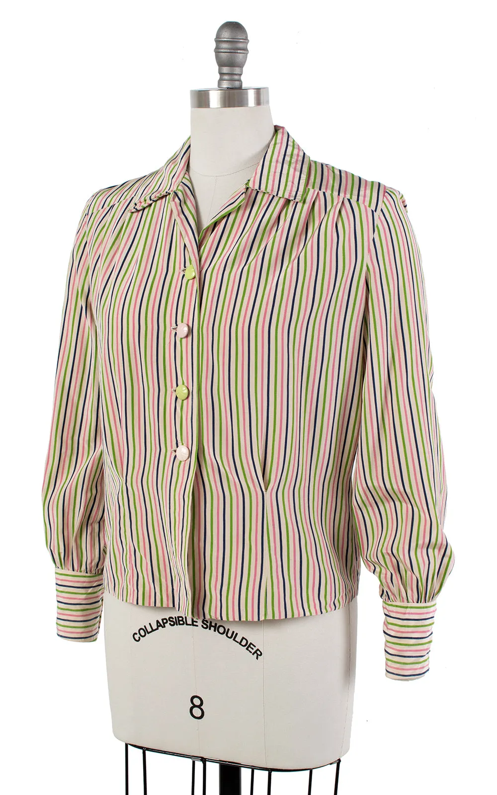 1940s Candy Striped Rayon Blouse | medium