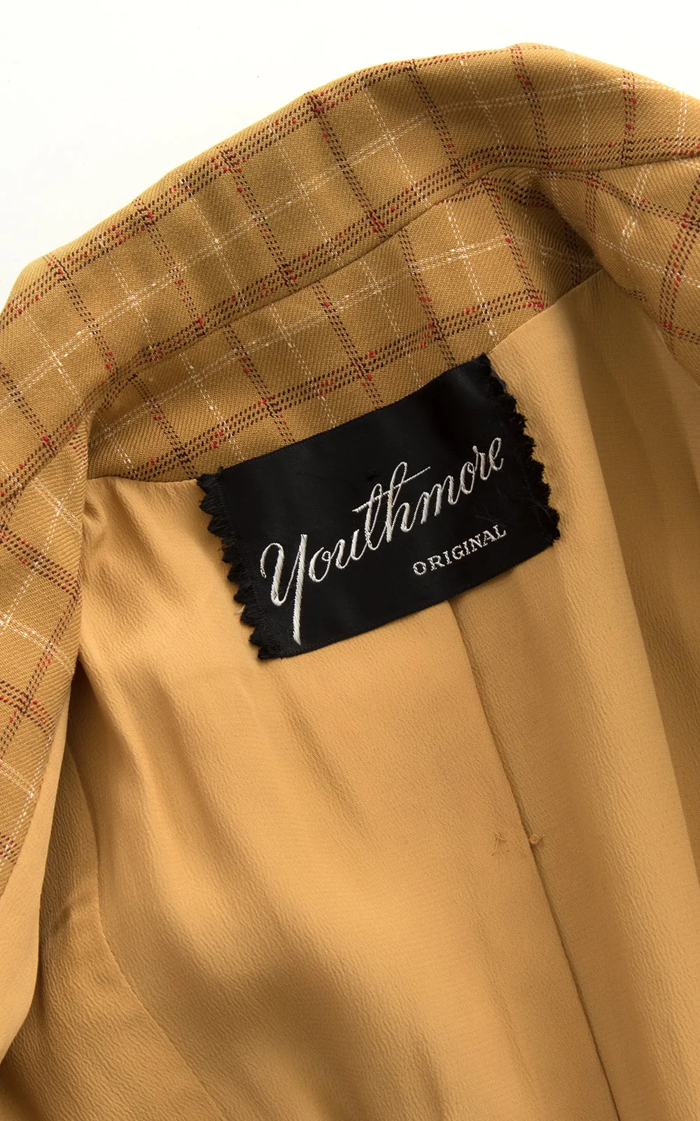 1940s Mustard Plaid Wool Suit Jacket | small