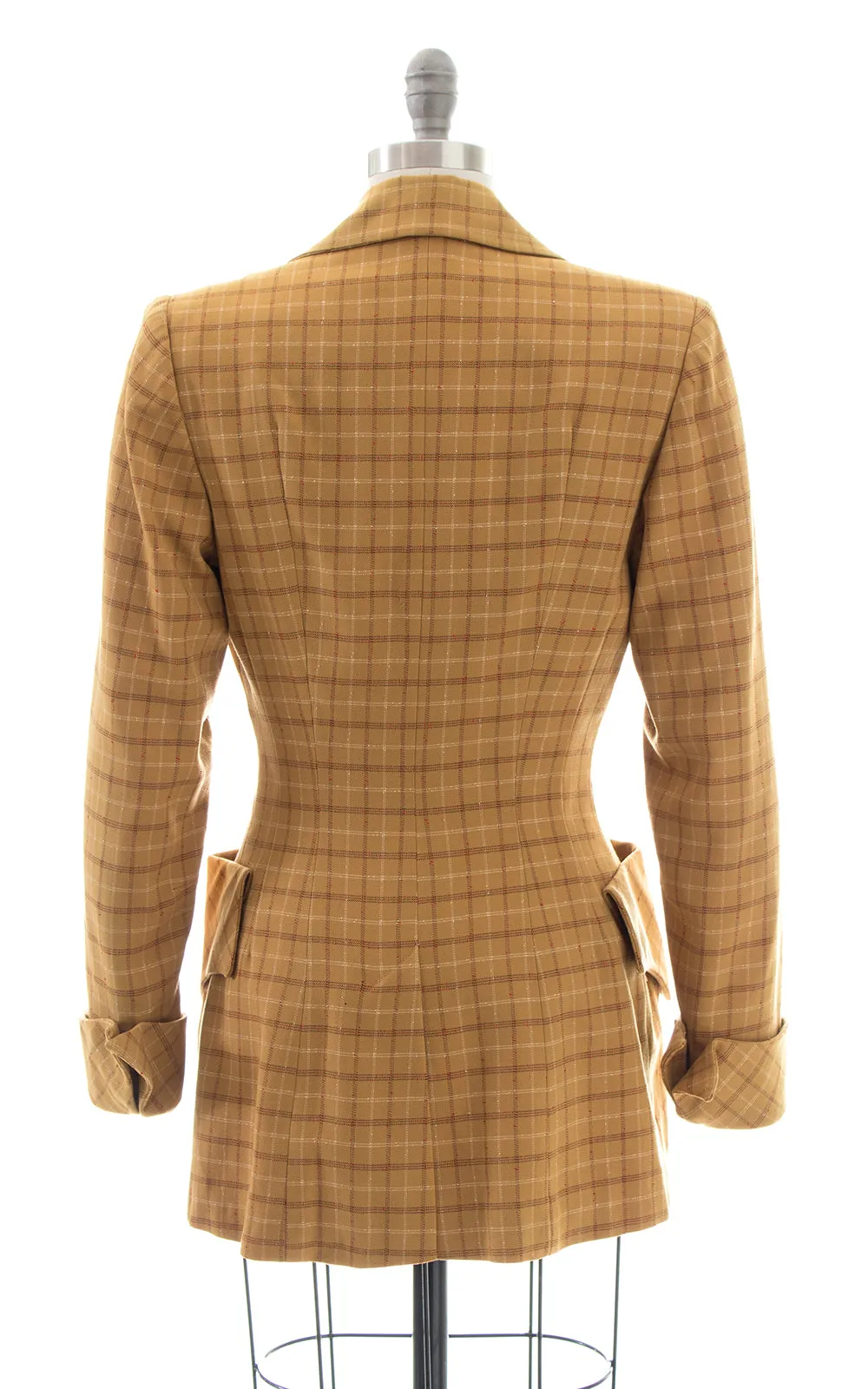 1940s Mustard Plaid Wool Suit Jacket | small