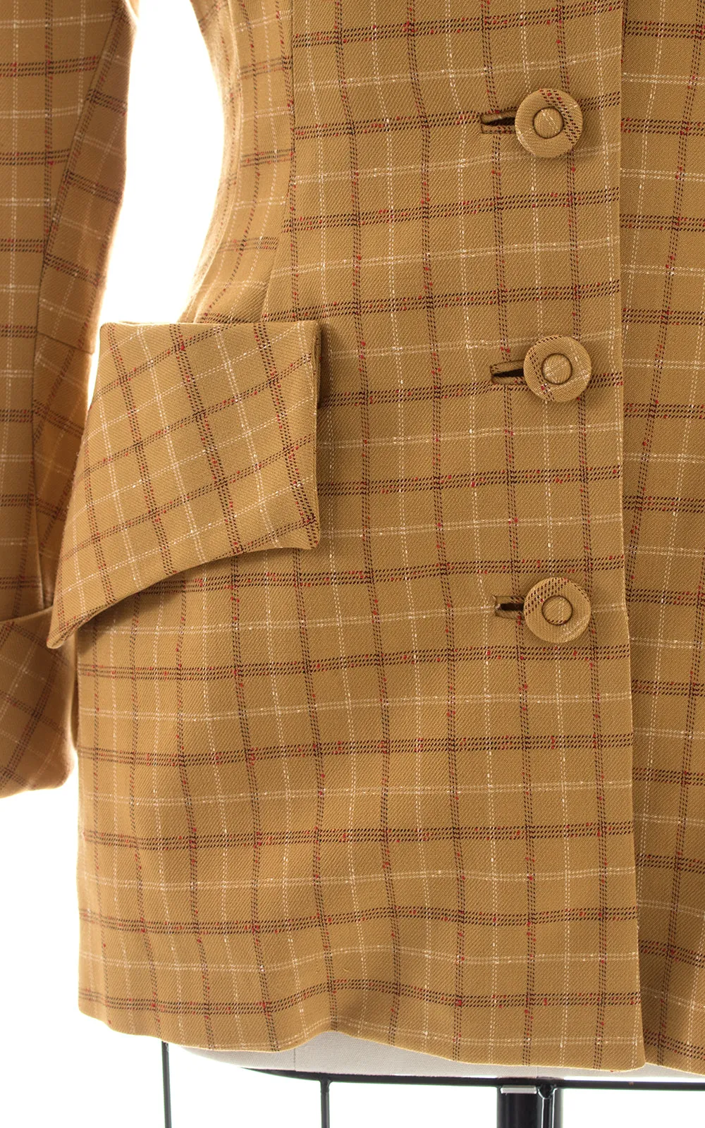 1940s Mustard Plaid Wool Suit Jacket | small