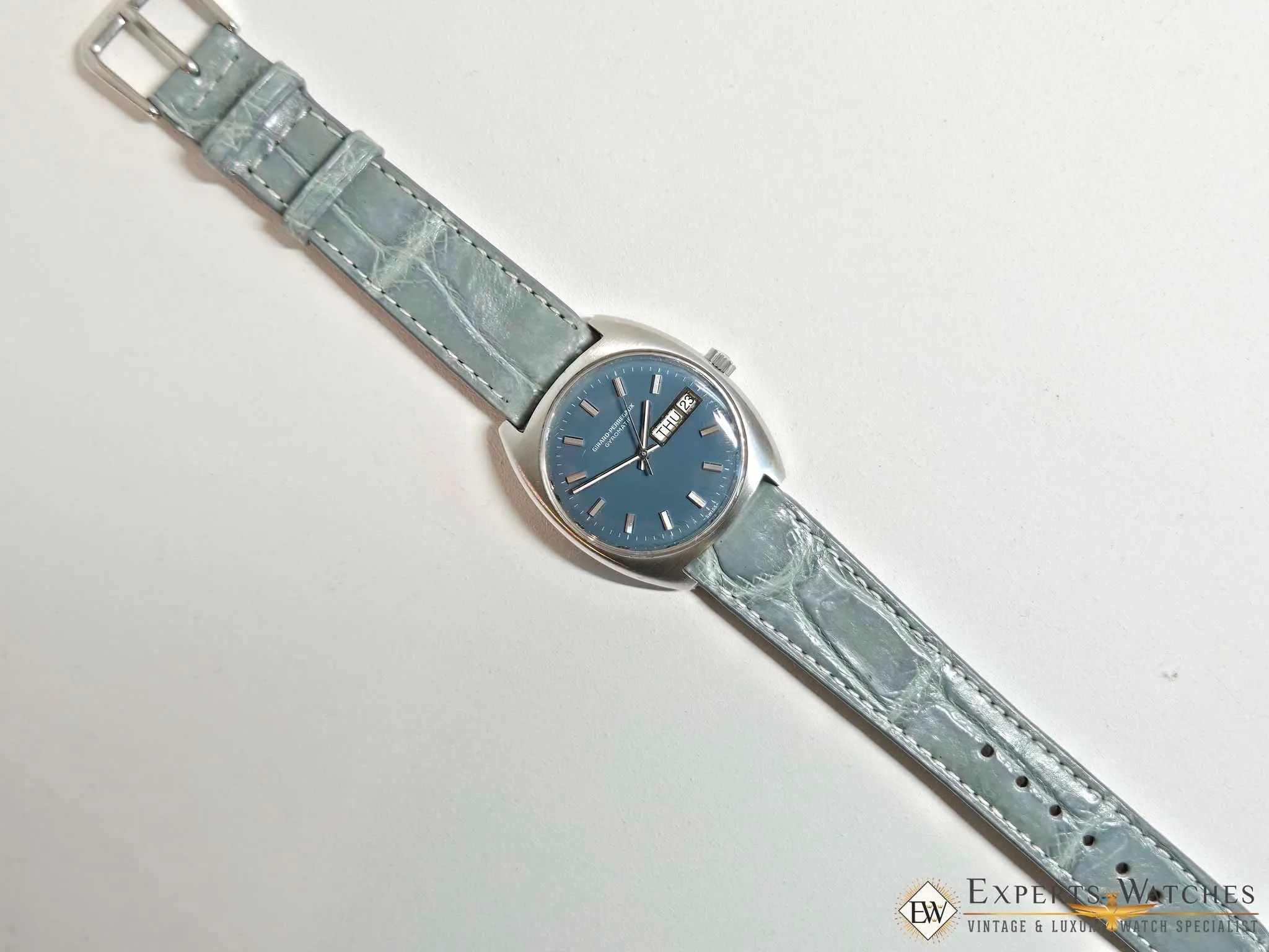 1970's Vintage Girard Perregaux Gyromatic GP Teal Dial Day Date Automatic Watch