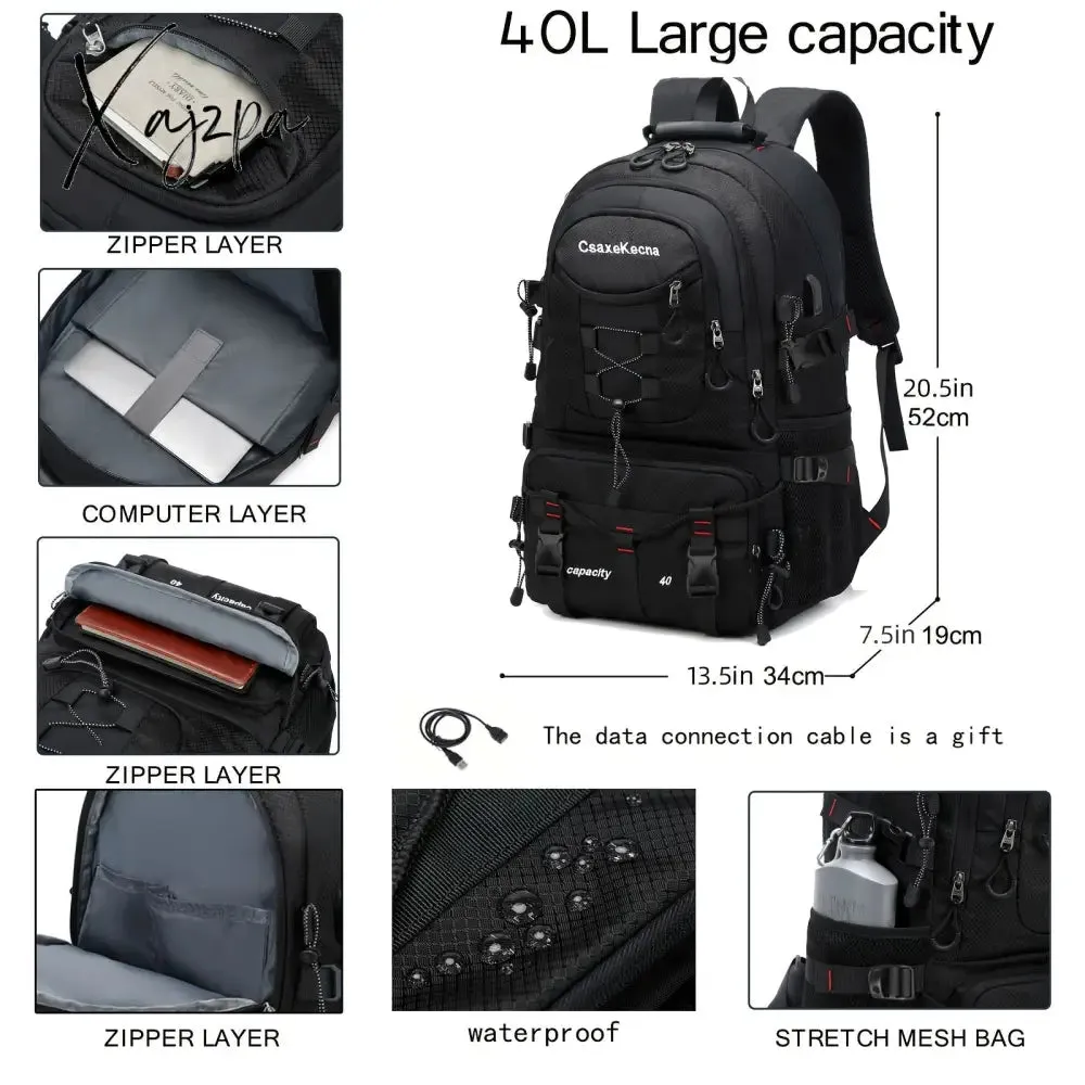 1pc Waterproof Explorer Backpack - Durable Mountaineering Hiking Companion with 17 Inch Laptop Sleeve, Multiple Compartments, and Ergonomic Design for Outdoor Sports Camping Enthusiasts