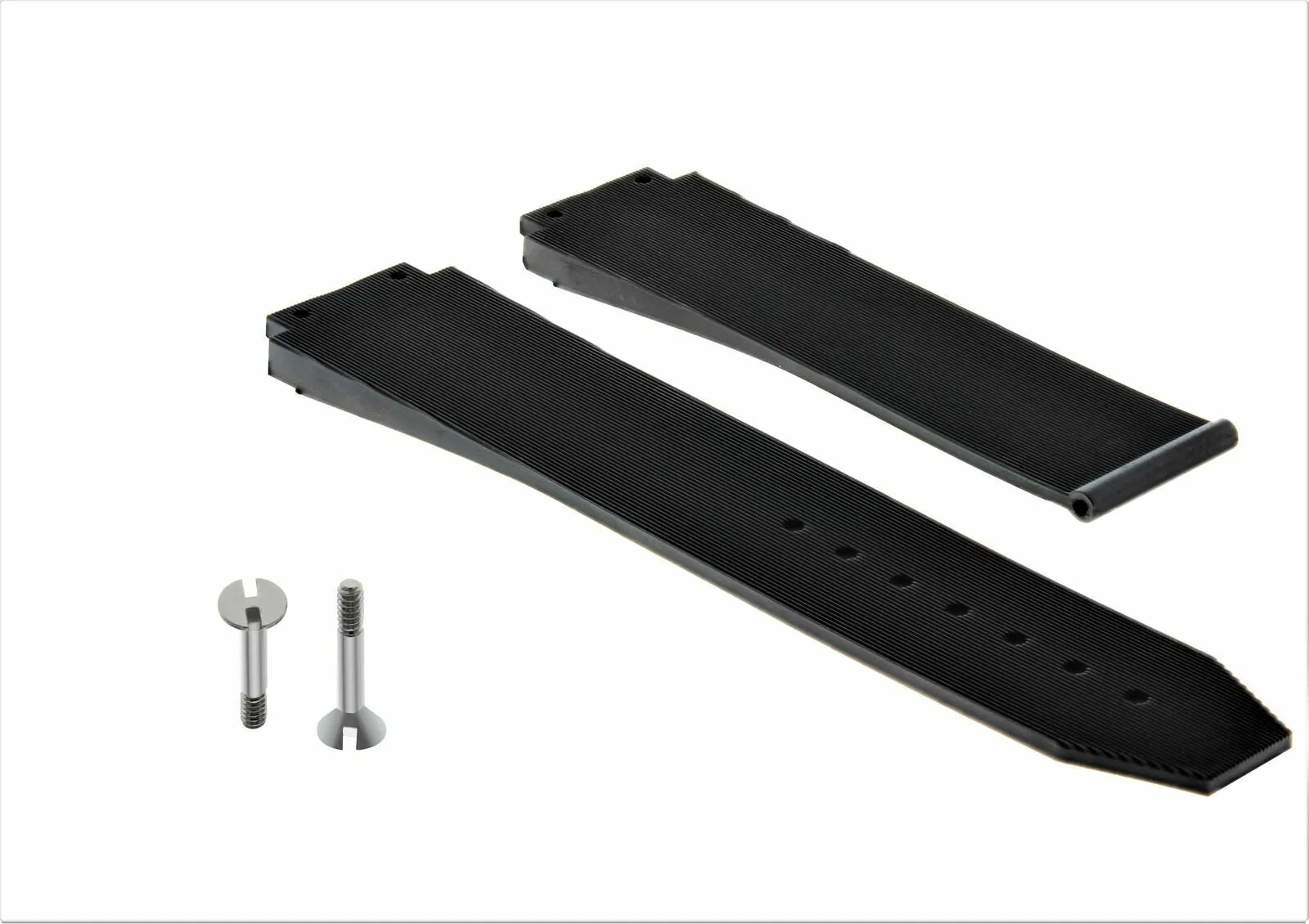 25MM RUBBER WATCH STRAP BAND CLASP FOR HUBLOT H BIG BANG WATCH BLACK   2 SCREW