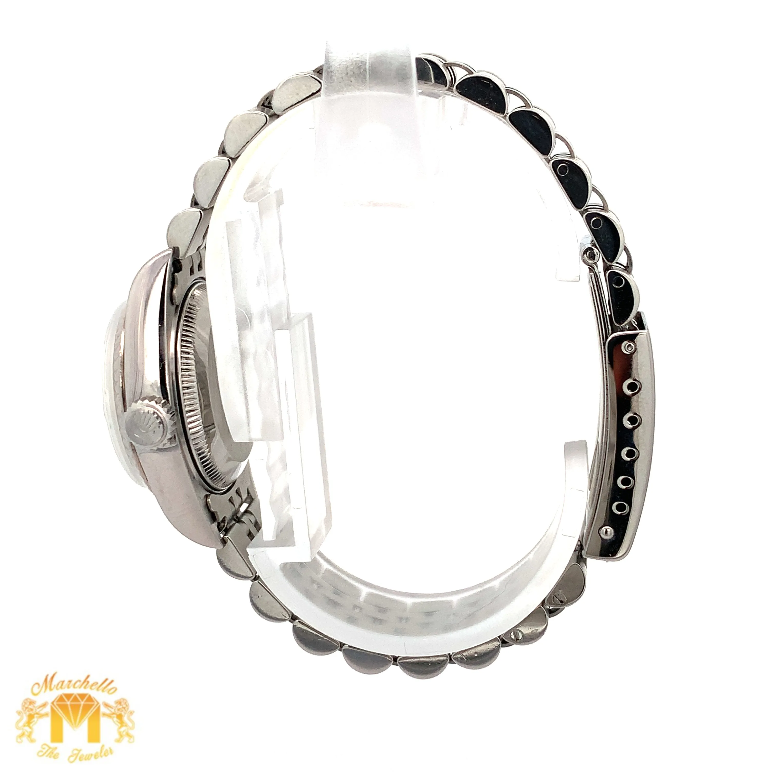 26mm Ladies` Rolex Watch with Stainless Steel Jubilee Bracelet (silver dial, fluted bezel)
