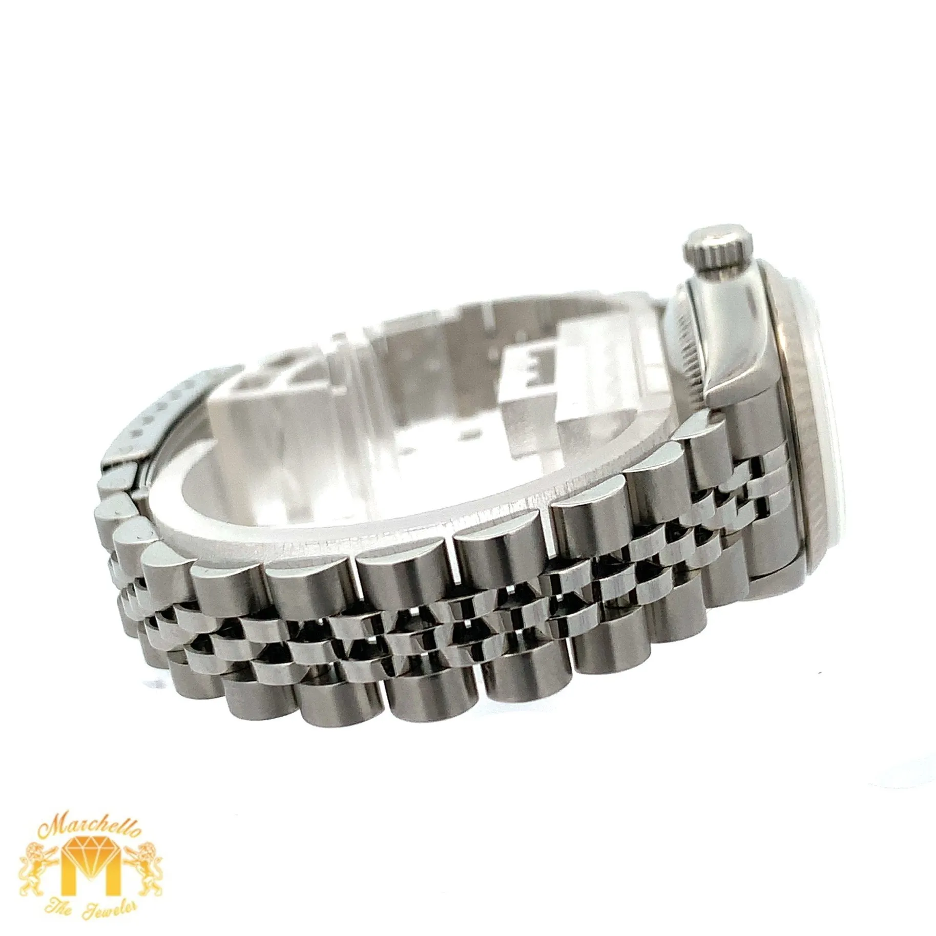 26mm Ladies` Rolex Watch with Stainless Steel Jubilee Bracelet (silver dial, fluted bezel)