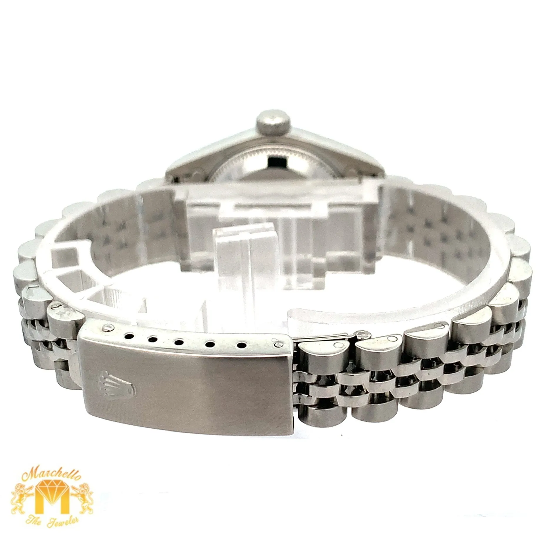 26mm Ladies` Rolex Watch with Stainless Steel Jubilee Bracelet (silver dial, fluted bezel)