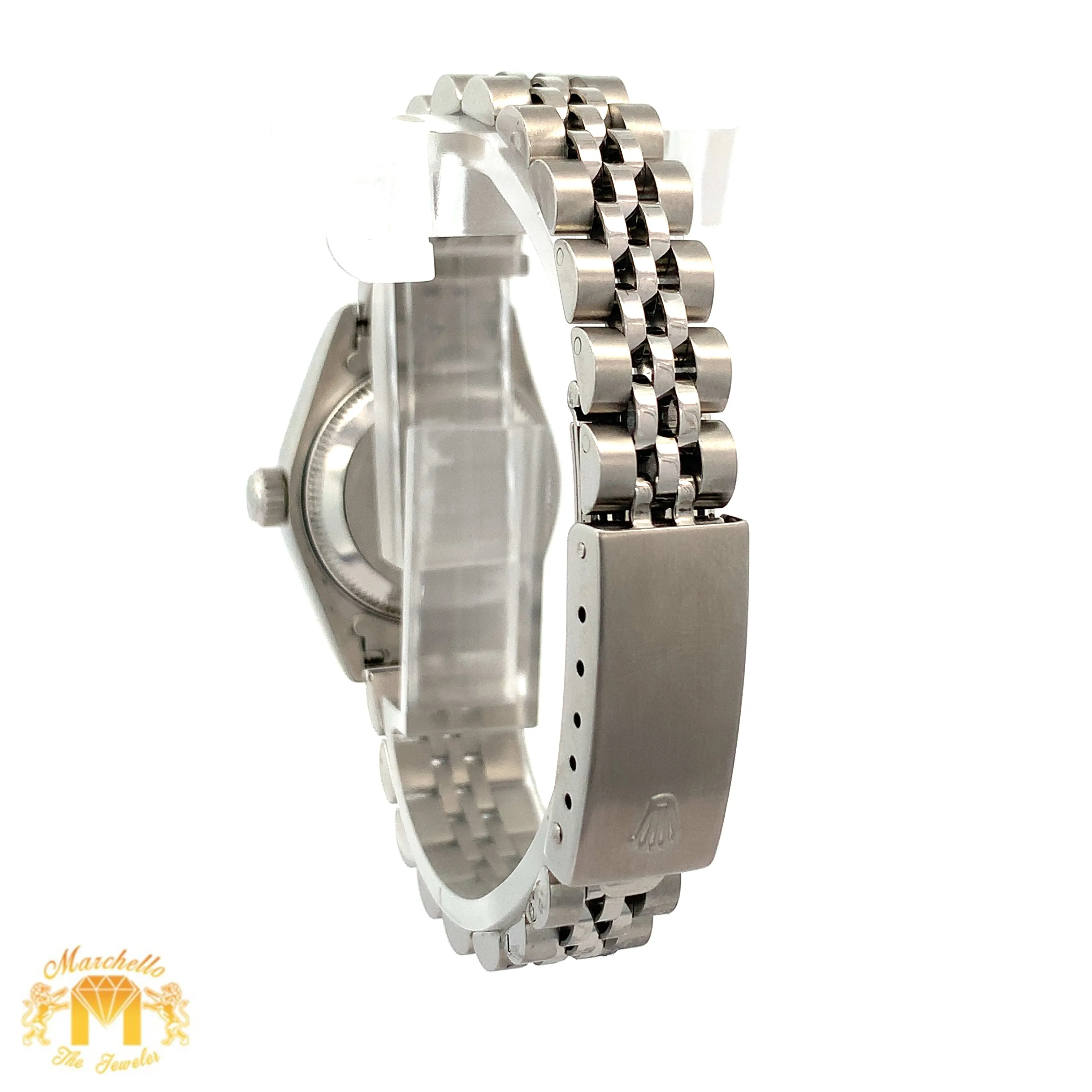 26mm Ladies` Rolex Watch with Stainless Steel Jubilee Bracelet (silver dial, fluted bezel)