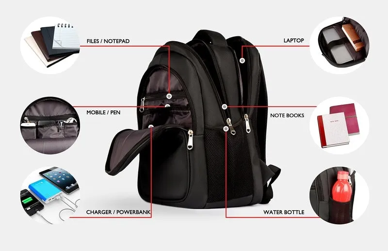 30 Ltrs Laptop Backpack with Water Resistant Material | 15.6 inch | Dark Grey