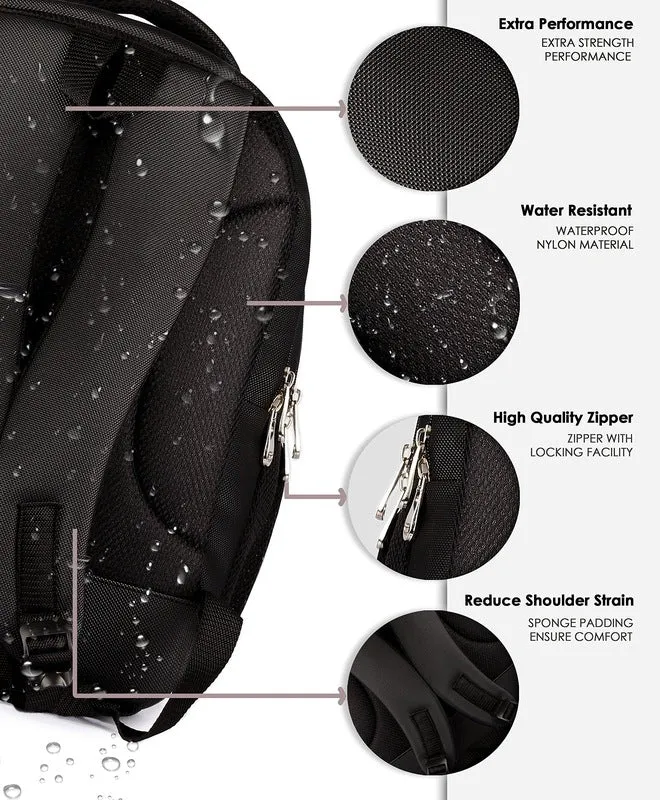 30 Ltrs Laptop Backpack with Water Resistant Material | 15.6 inch | Dark Grey