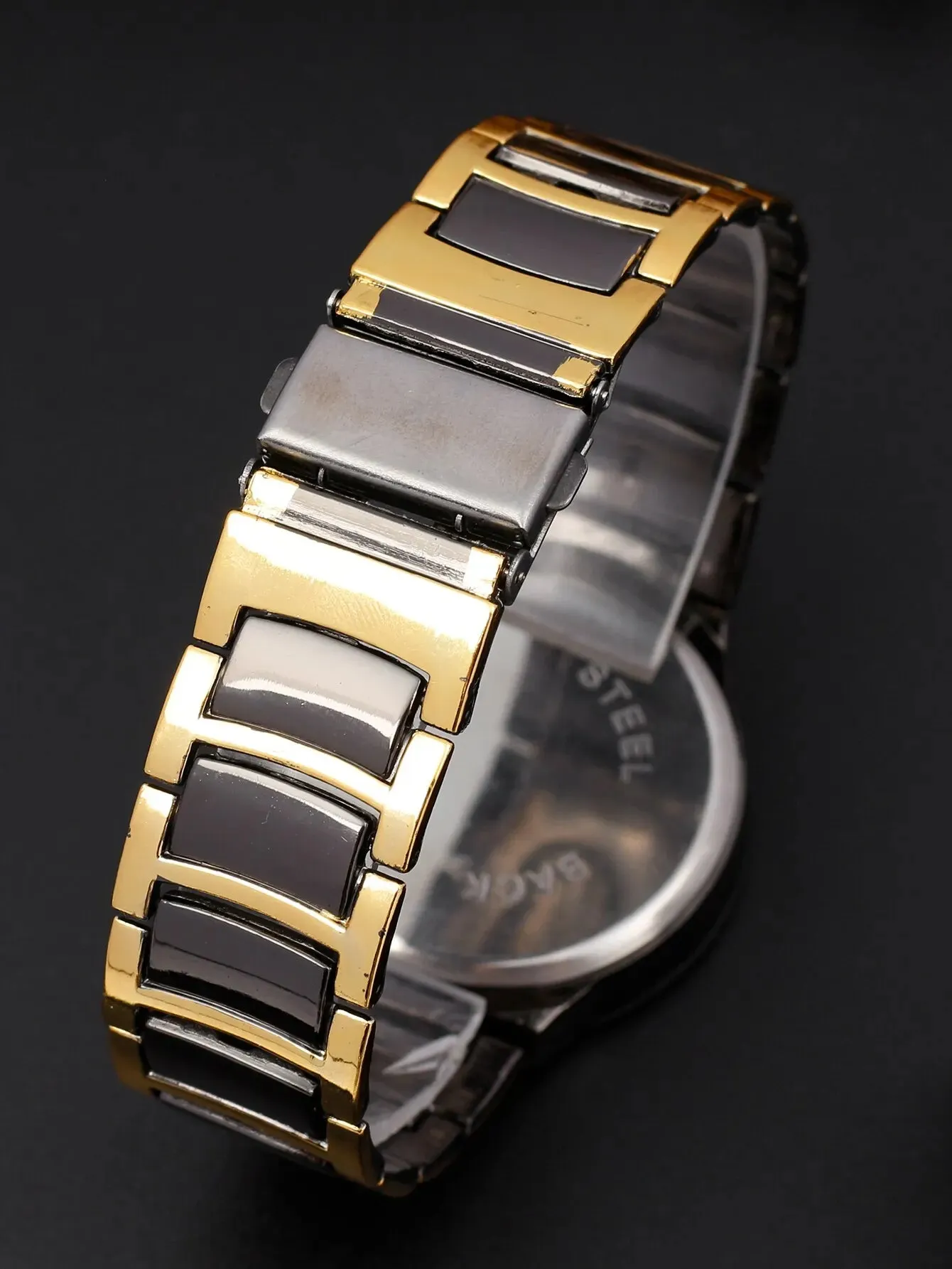 3PCs Fashion Personalized Men's Steel Band Quartz Watch with Bracelet Set