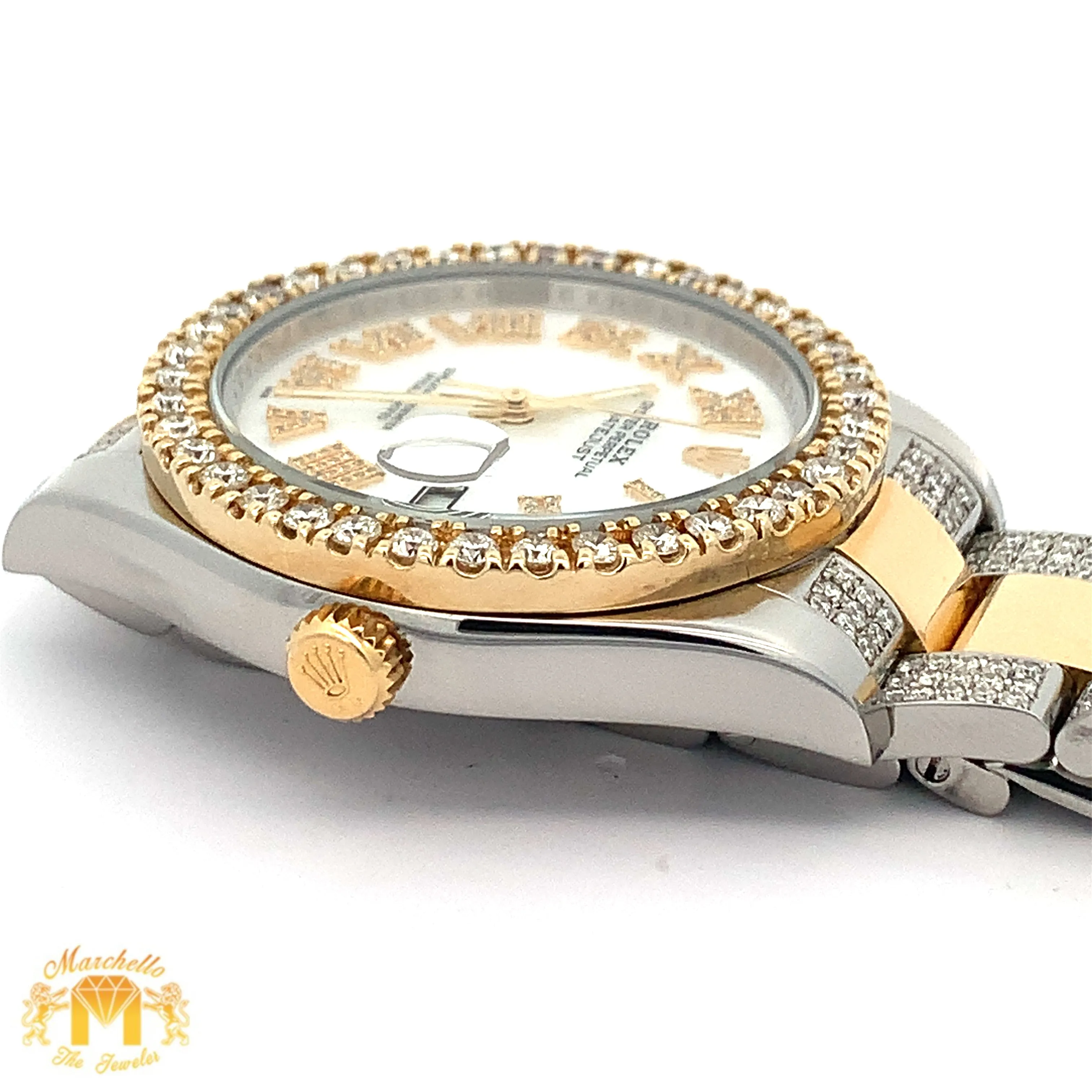 41mm Rolex Watch with Two-Tone Oyster Diamond Bracelet (Mother of pearl (MOP) dial)
