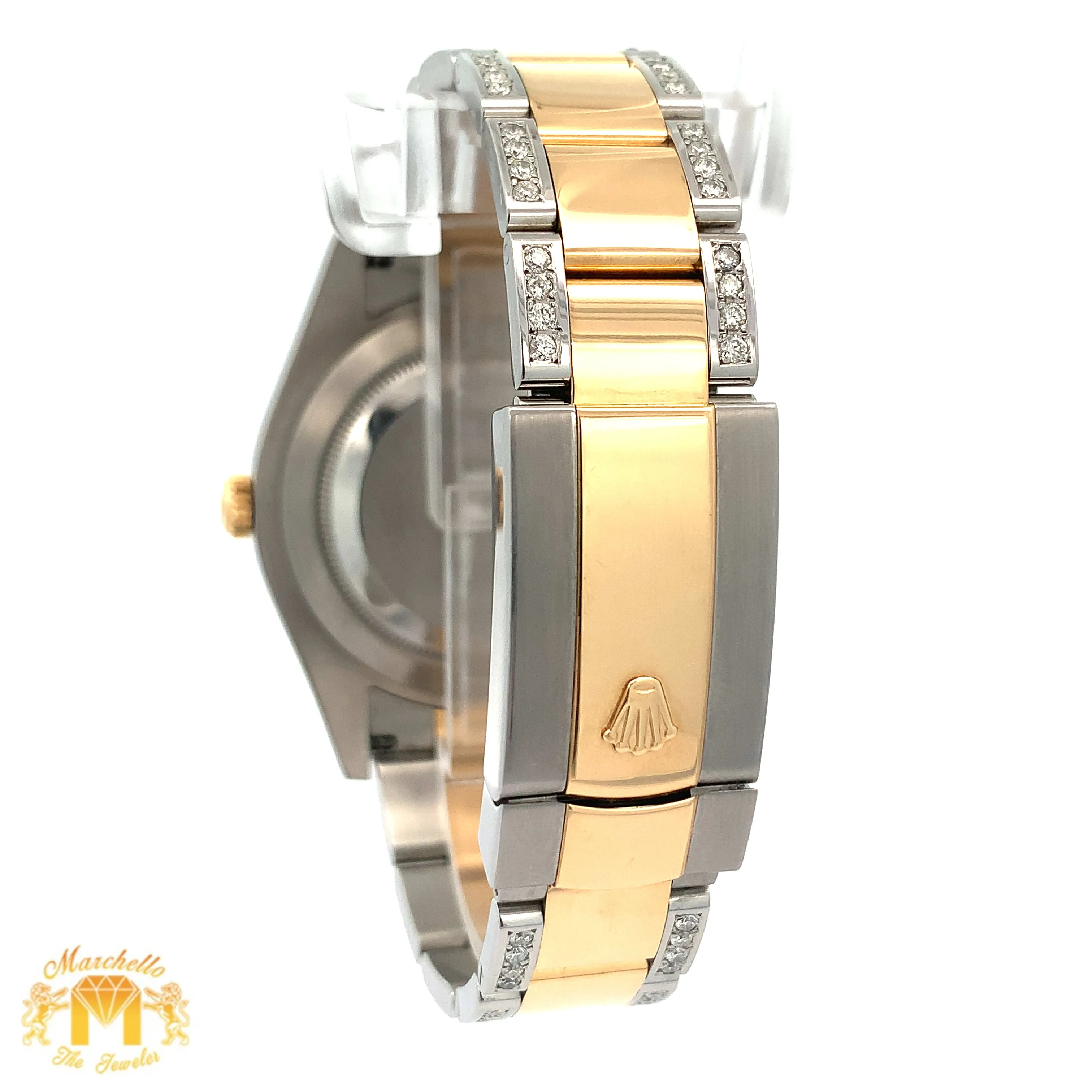 41mm Rolex Watch with Two-Tone Oyster Diamond Bracelet (Mother of pearl (MOP) dial)