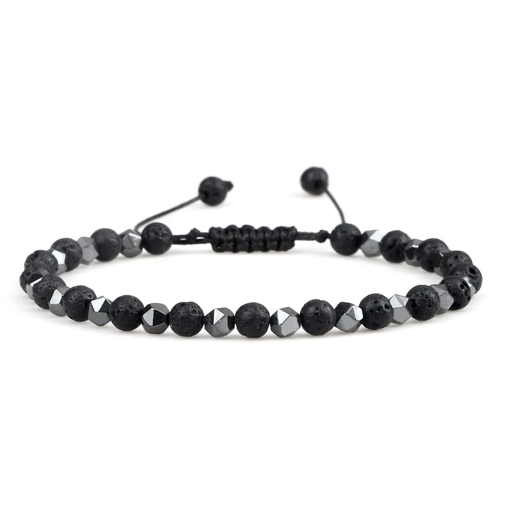 4mm Irregular Hematite Men Beaded Bracelets Natural Tiger Eye Lava Stone Beads Bracelets