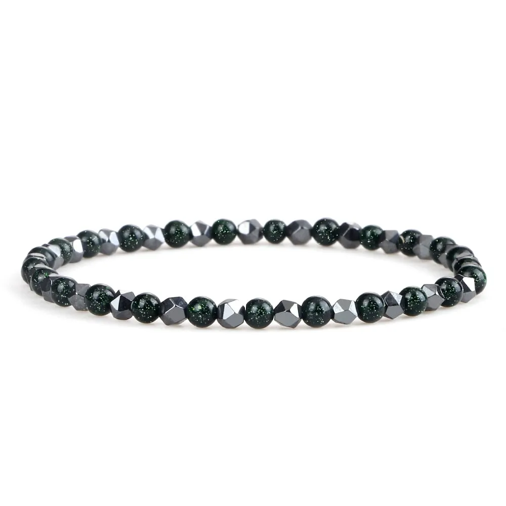 4mm Irregular Hematite Men Beaded Bracelets Natural Tiger Eye Lava Stone Beads Bracelets