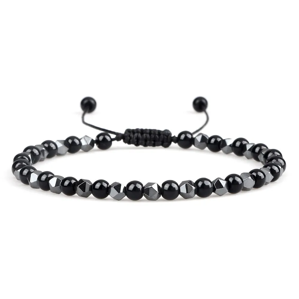 4mm Irregular Hematite Men Beaded Bracelets Natural Tiger Eye Lava Stone Beads Bracelets