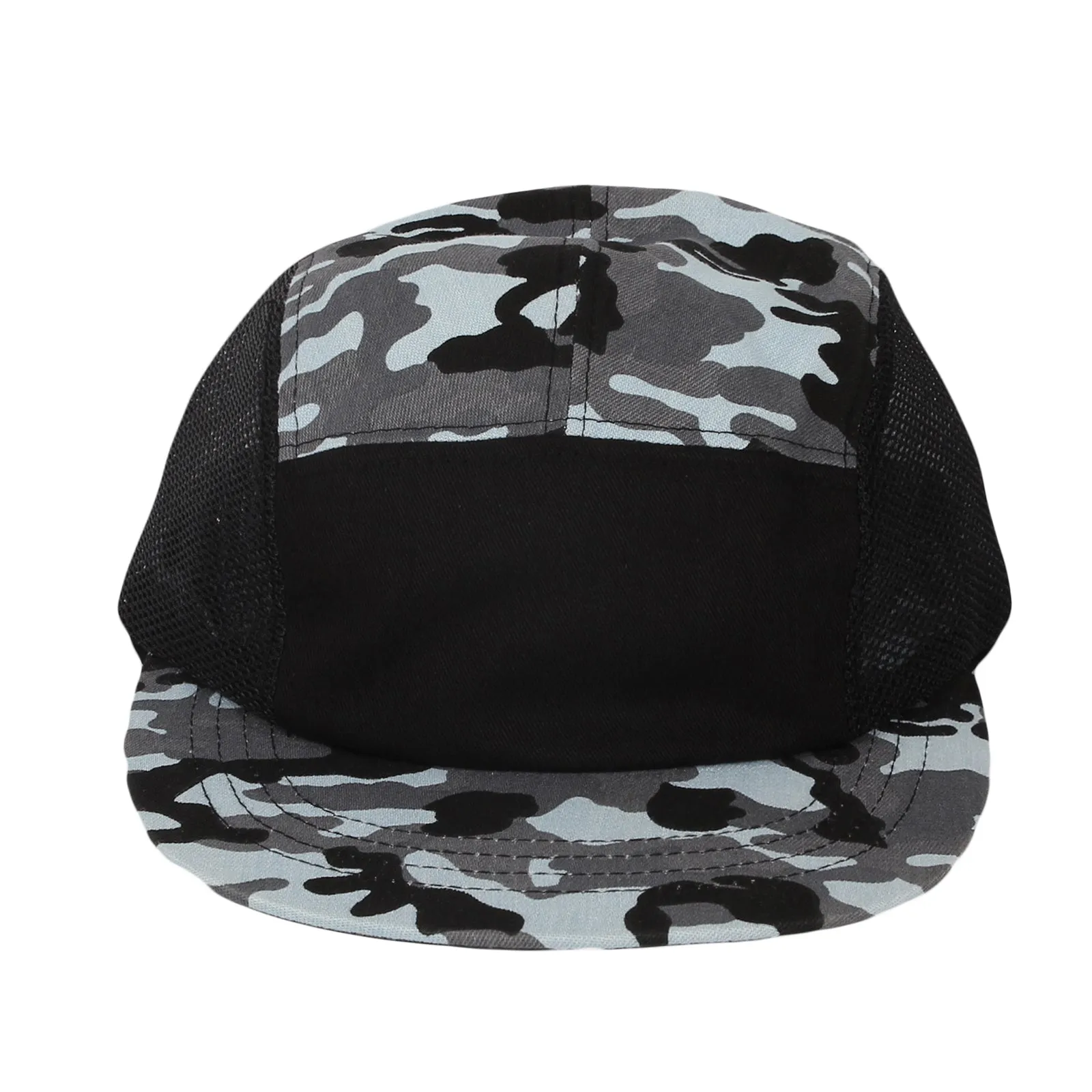 5 Panel Camper Hat Jockey Flat Bill Cap Meshed Camouflage TG21194