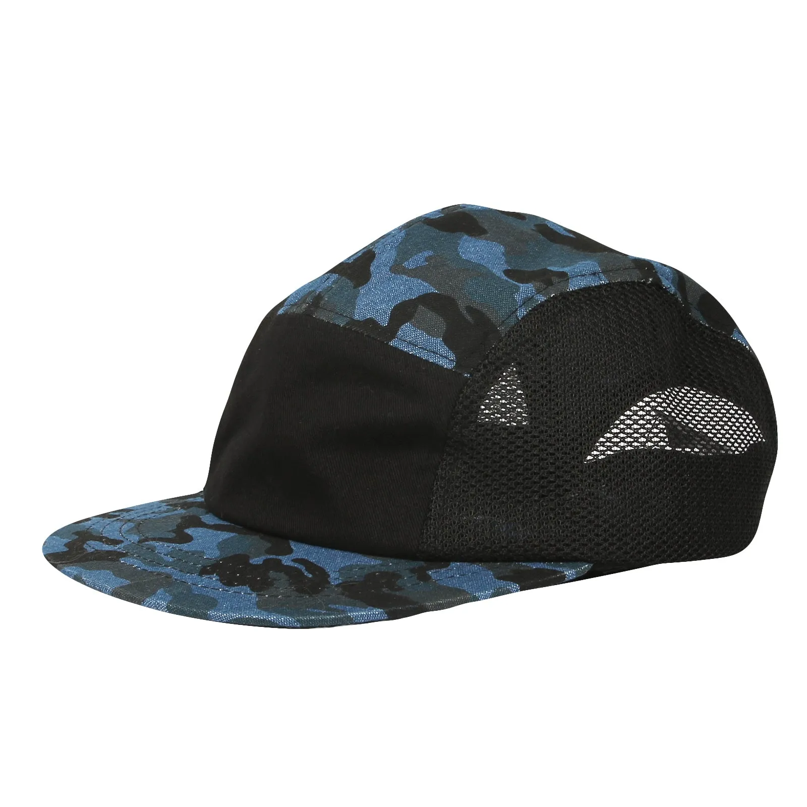 5 Panel Camper Hat Jockey Flat Bill Cap Meshed Camouflage TG21194