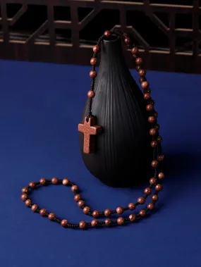 6mm Rosary Necklace Cross Pendant Handmade knot necklace