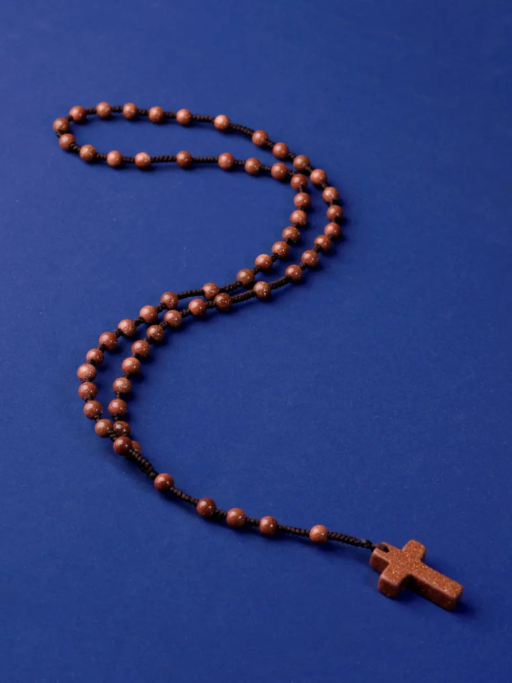 6mm Rosary Necklace Cross Pendant Handmade knot necklace