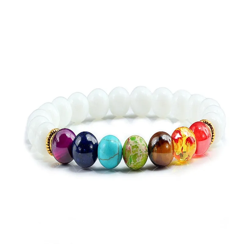7 Chakra Natural Stone Energy Bracelet Charm Fashion Yoga Jewelry Elastic Rope Beaded