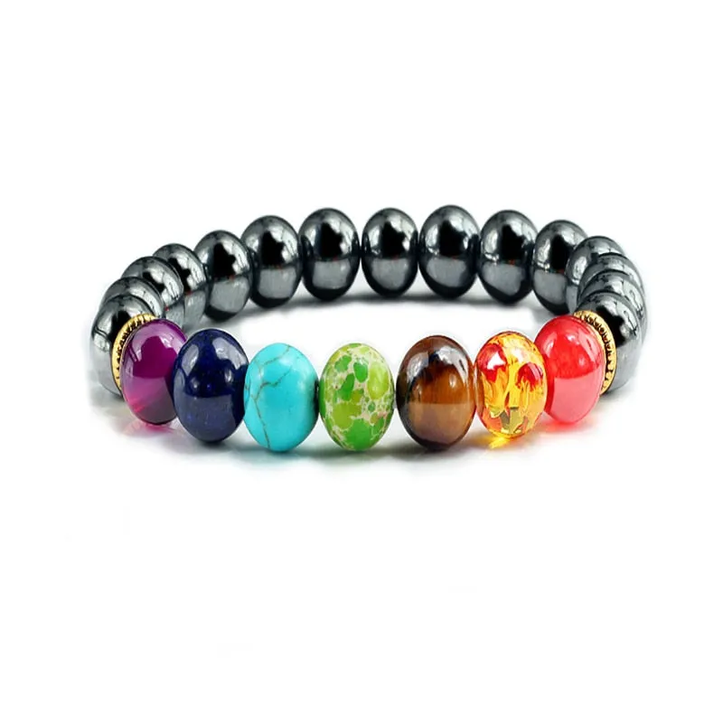 7 Chakra Natural Stone Energy Bracelet Charm Fashion Yoga Jewelry Elastic Rope Beaded