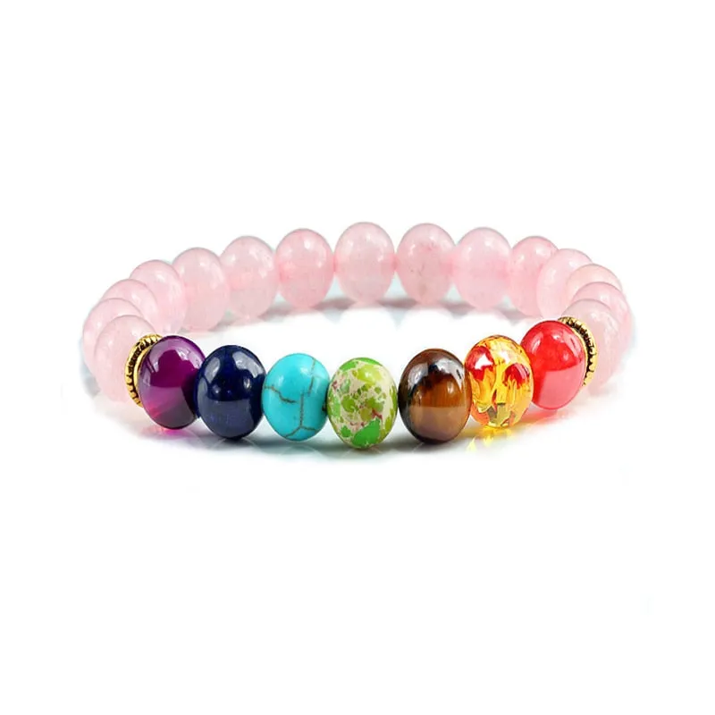 7 Chakra Natural Stone Energy Bracelet Charm Fashion Yoga Jewelry Elastic Rope Beaded