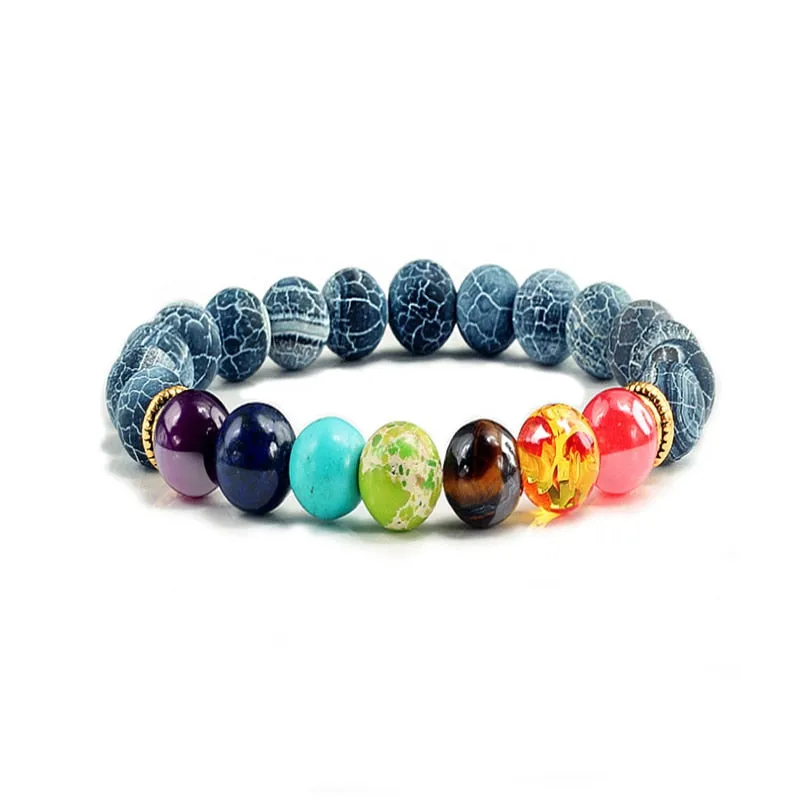 7 Chakra Natural Stone Energy Bracelet Charm Fashion Yoga Jewelry Elastic Rope Beaded