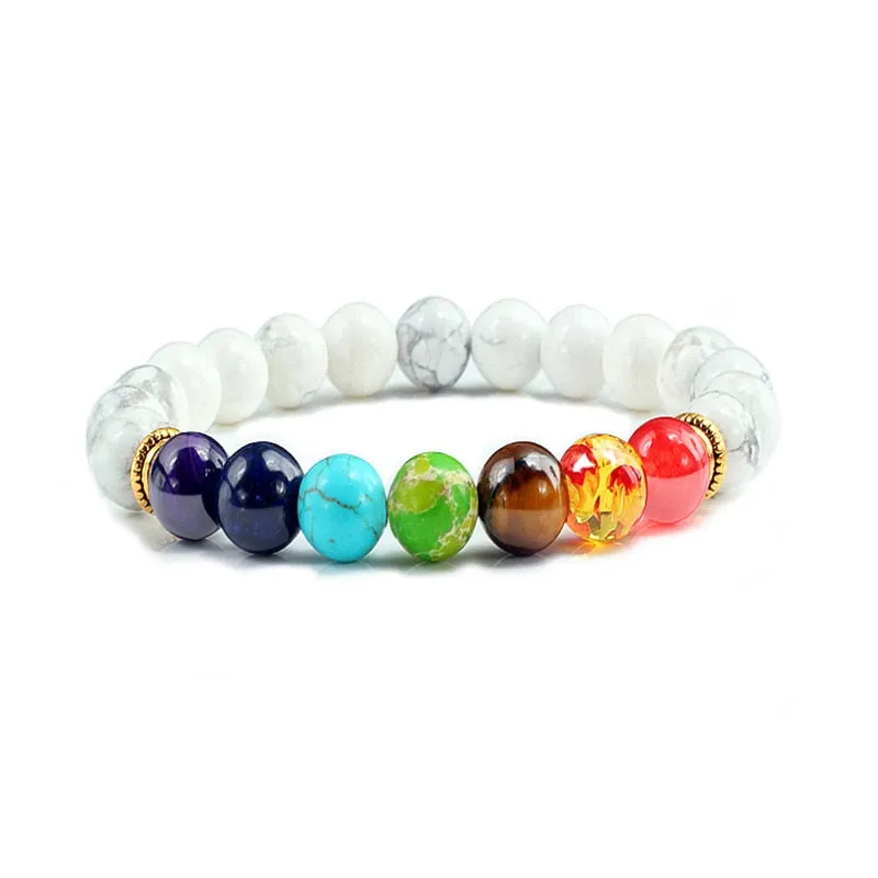 7 Chakra Natural Stone Energy Bracelet Charm Fashion Yoga Jewelry Elastic Rope Beaded