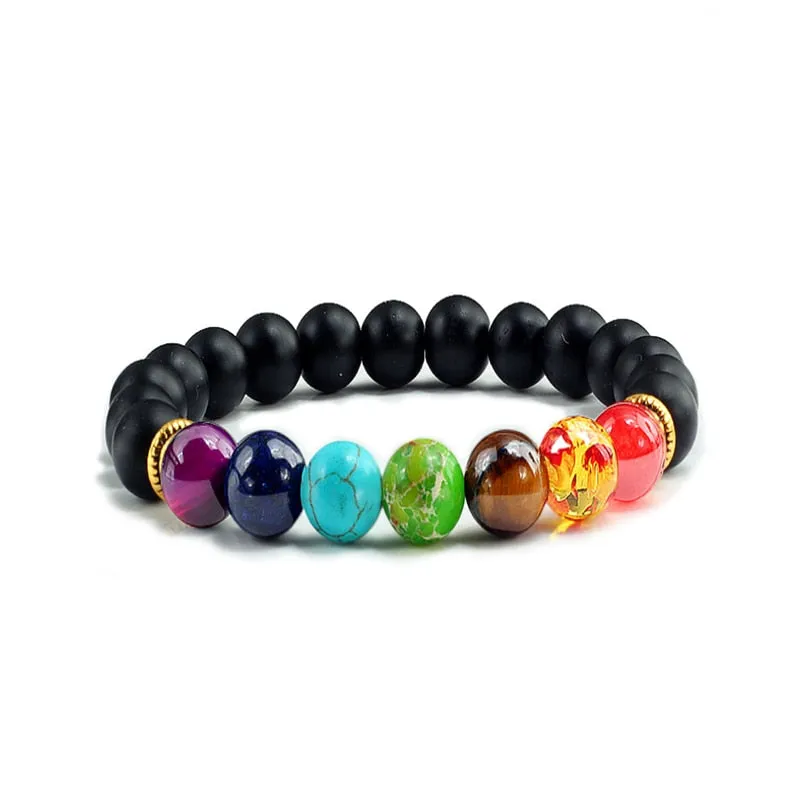 7 Chakra Natural Stone Energy Bracelet Charm Fashion Yoga Jewelry Elastic Rope Beaded