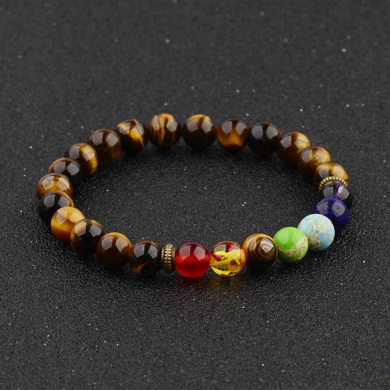 7 Chakra Natural Stone Energy Bracelet Charm Fashion Yoga Jewelry Elastic Rope Beaded