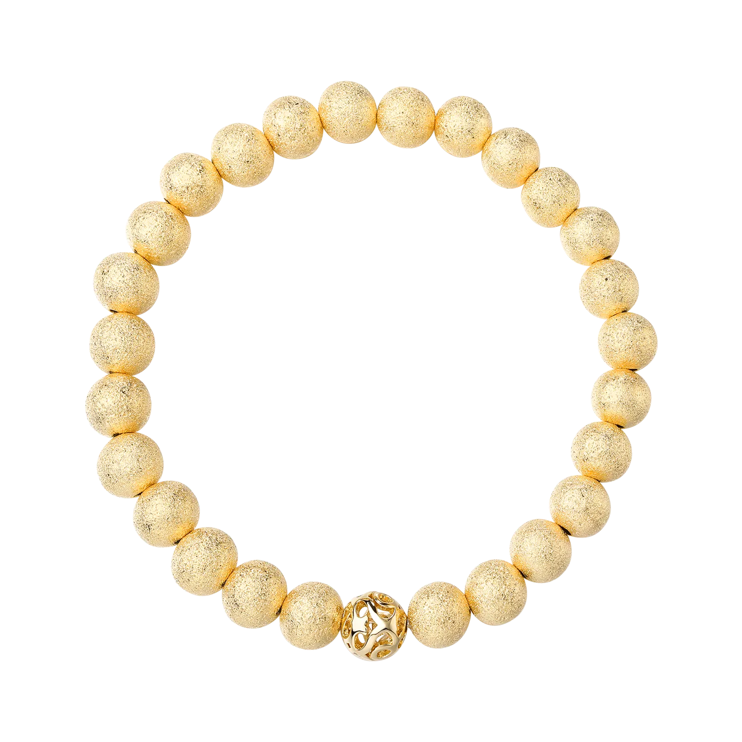 8mm 14k Yellow Gold Diamond Dust Beaded Bracelet
