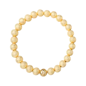 8mm 14k Yellow Gold Diamond Dust Beaded Bracelet