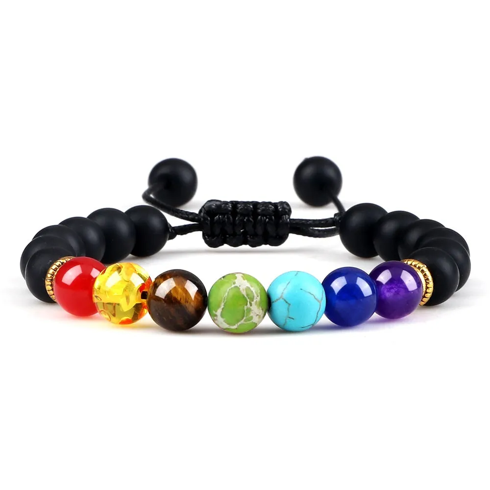 8mm Natural Stone Tiger Eye 7 Chakra Reiki Prayer Beaded Bracelets