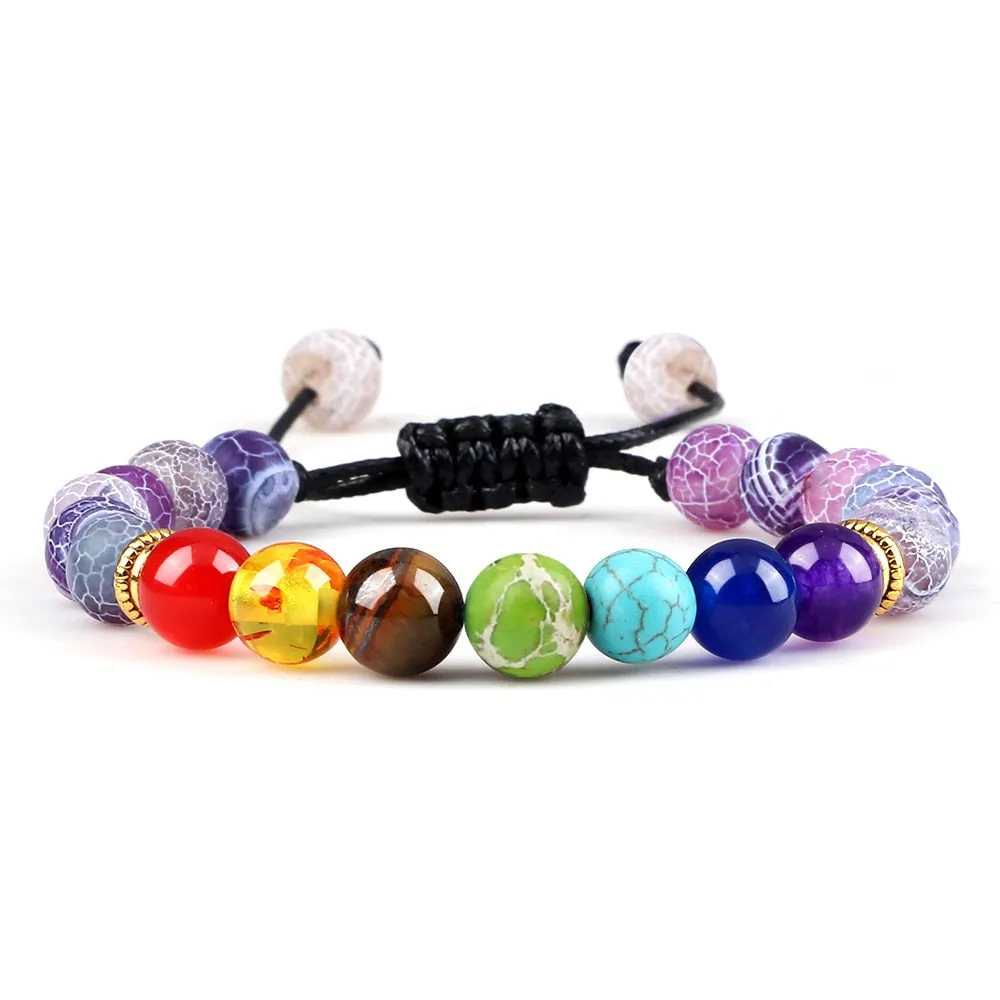 8mm Natural Stone Tiger Eye 7 Chakra Reiki Prayer Beaded Bracelets