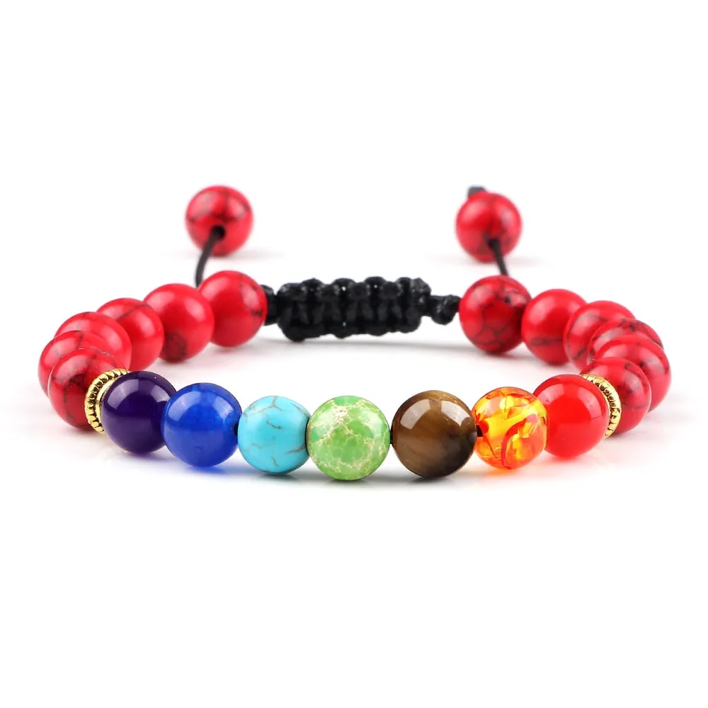 8mm Natural Stone Tiger Eye 7 Chakra Reiki Prayer Beaded Bracelets