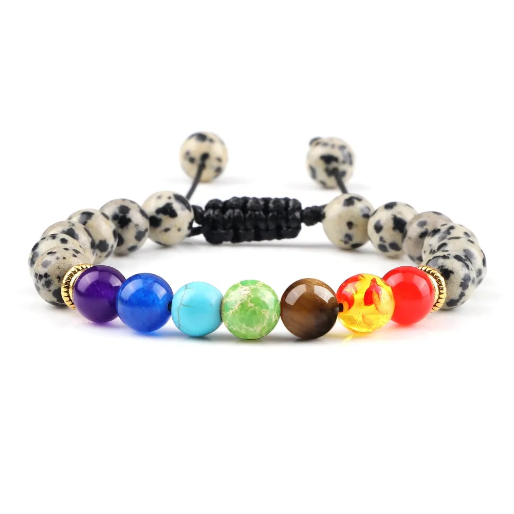 8mm Natural Stone Tiger Eye 7 Chakra Reiki Prayer Beaded Bracelets