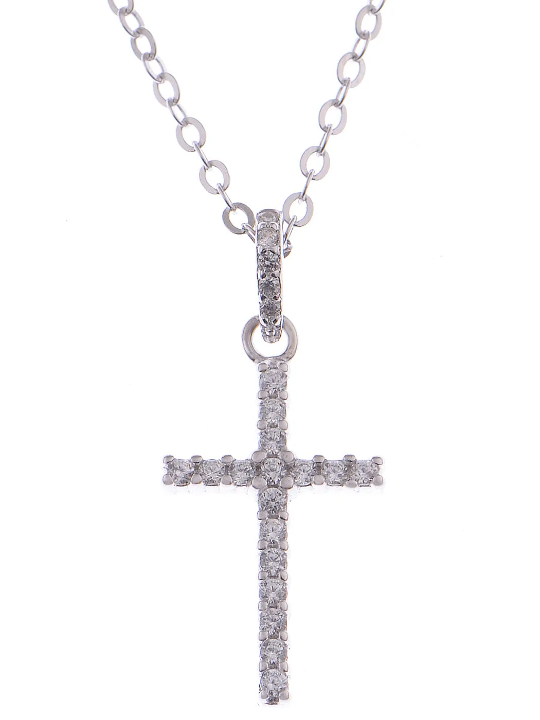 925 Silver Chain Zircon Cross Pendant Necklace Birthday Gift
