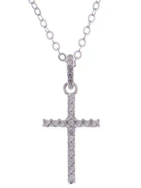925 Silver Chain Zircon Cross Pendant Necklace Birthday Gift