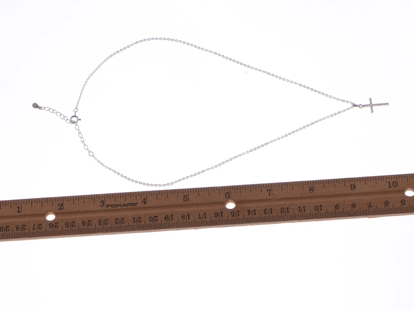 925 Silver Chain Zircon Cross Pendant Necklace Birthday Gift