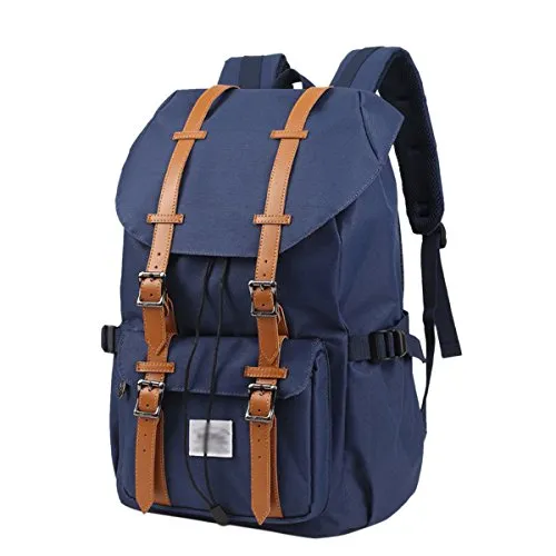 ABage Unisex School Backpack Large Hiking Travel College School 15" Laptop Backpack, Navy Blue