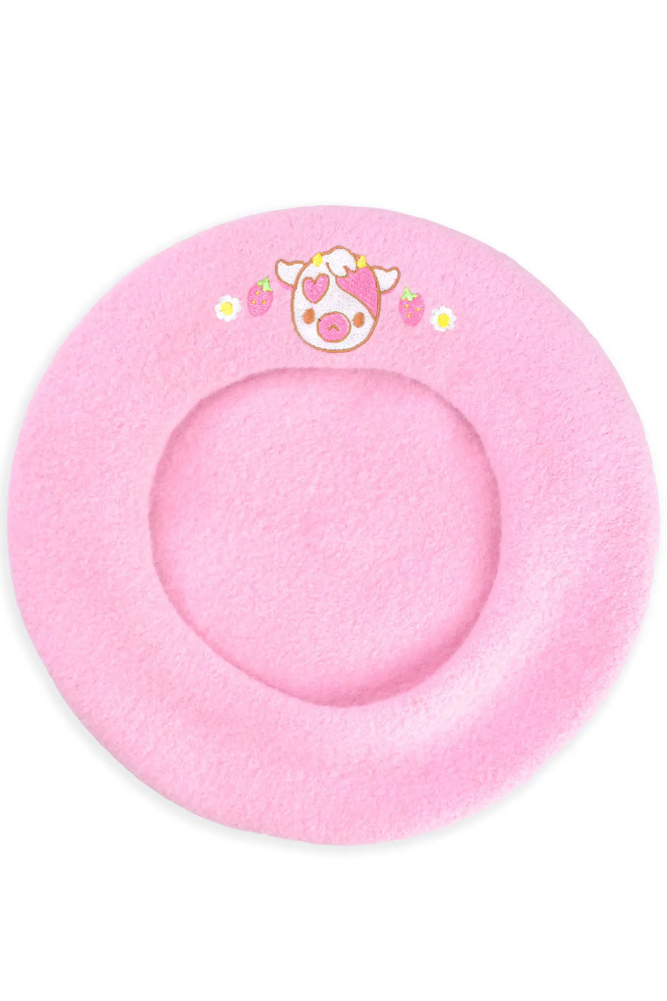 Adorable Cow Embroidered Beret