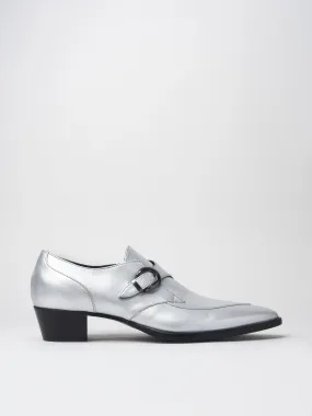 ADRIAN 30MM MONK-STRAP IN SILVER LEATHER