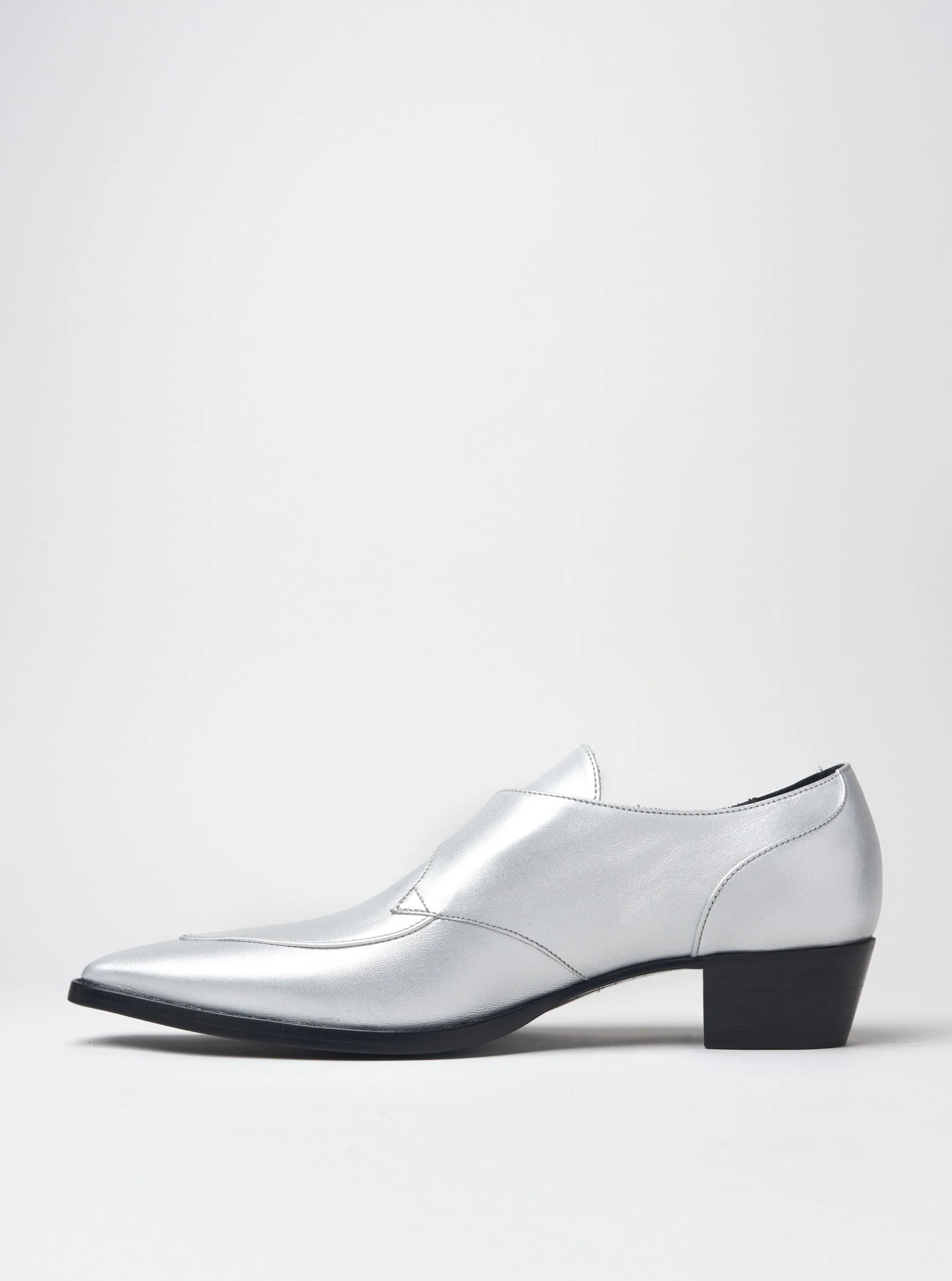 ADRIAN 30MM MONK-STRAP IN SILVER LEATHER