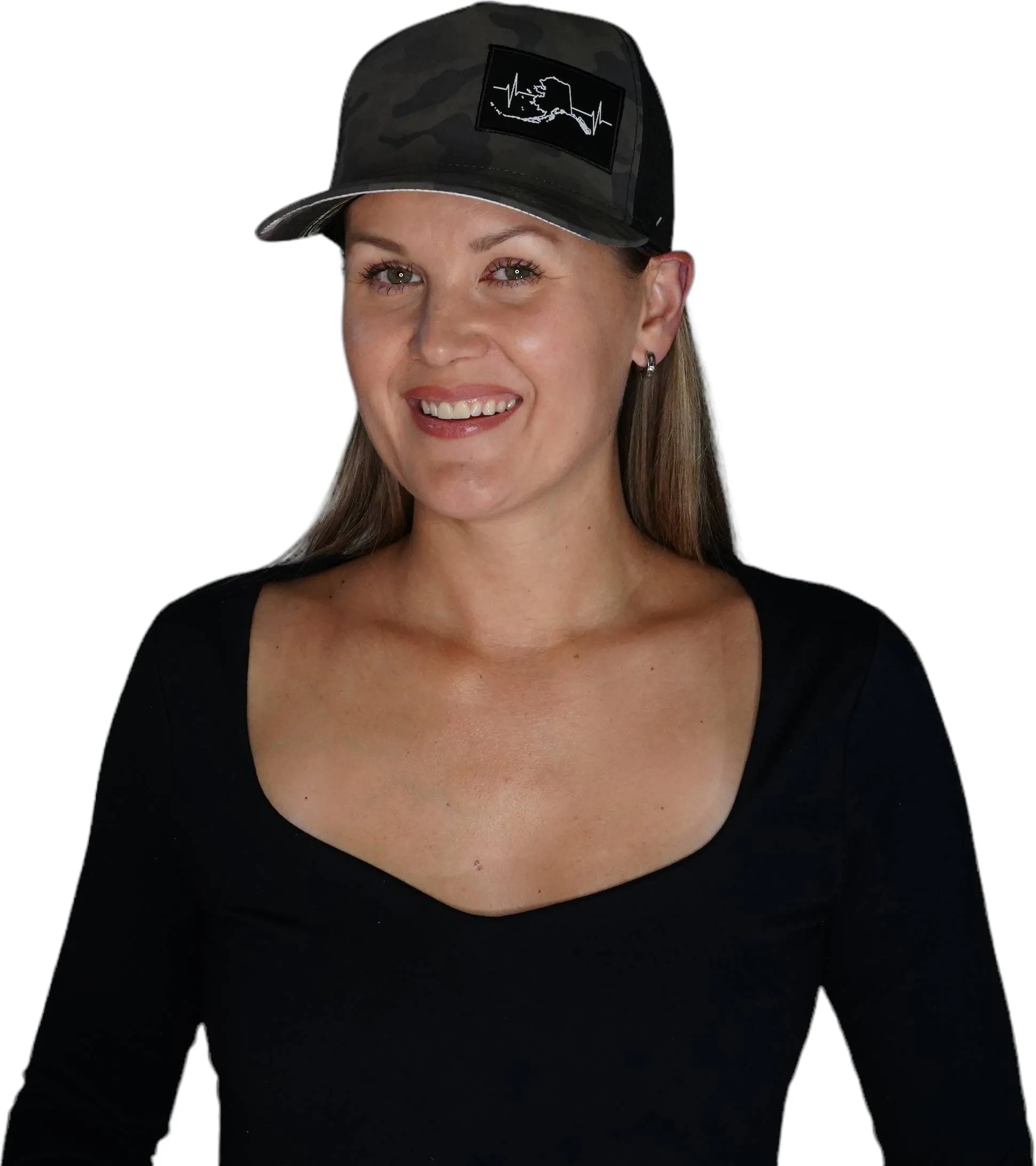 Alaska Hat | Trucker Hat | Soft Charcoal Camo - Black