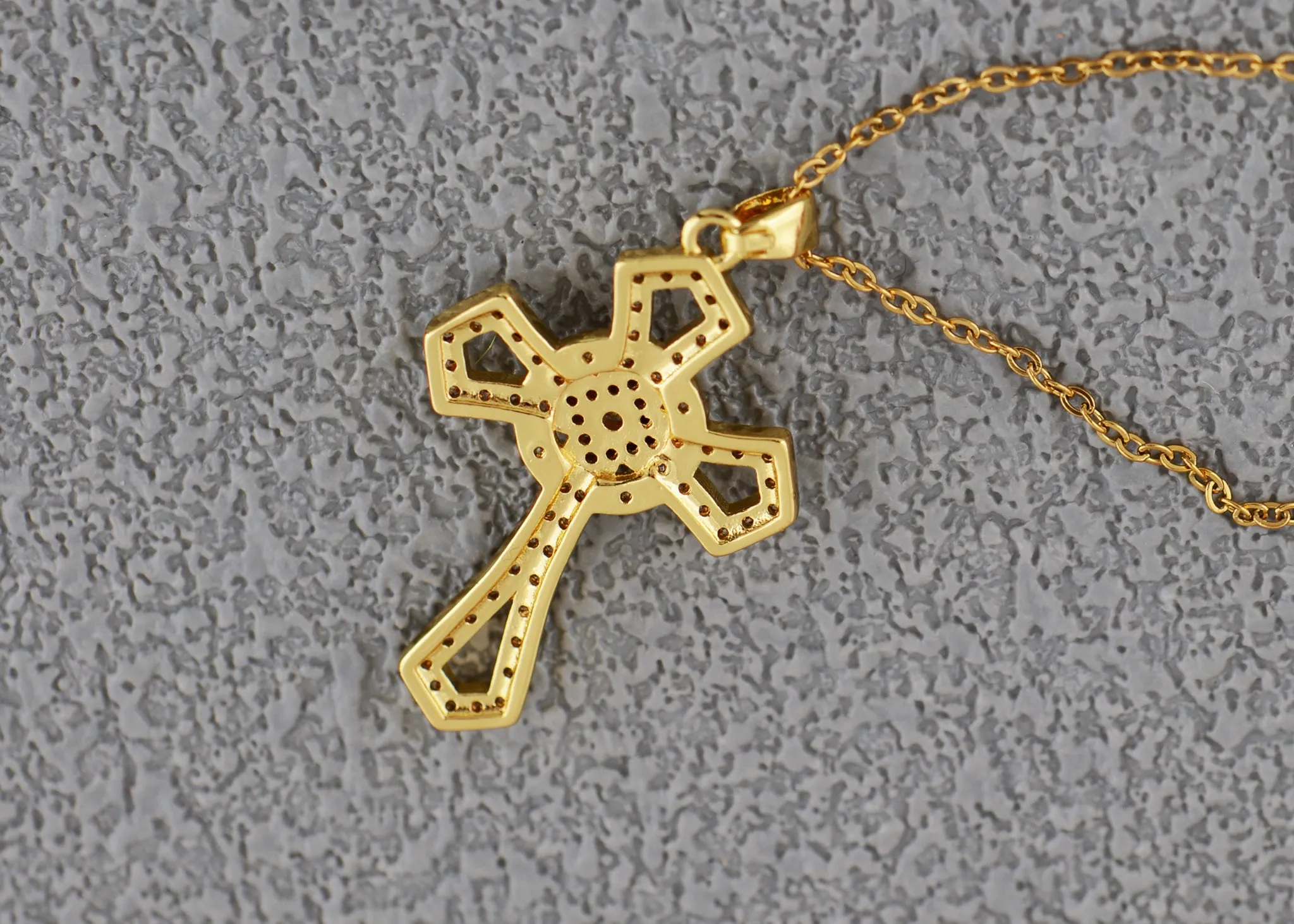 Alilang Gold Tone Rhinestone Cross Pendant Necklace Ideal for Religious Occasions
